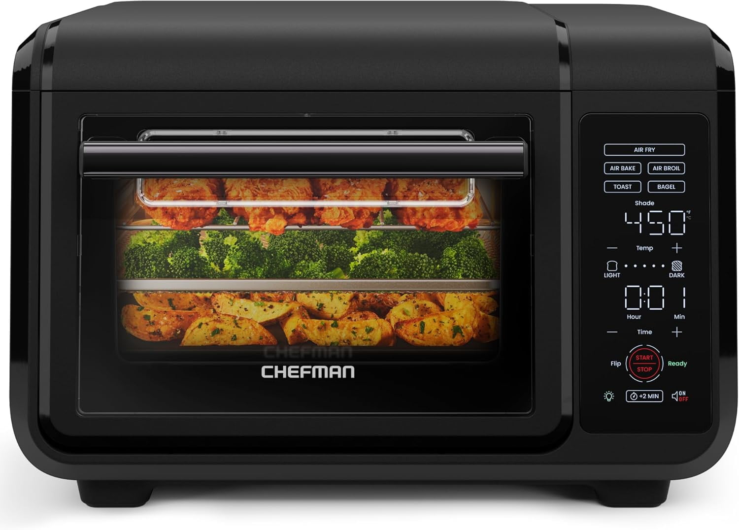 Chefman Black Digital 15 Qt. Air Fryer Toaster Oven with Broiler