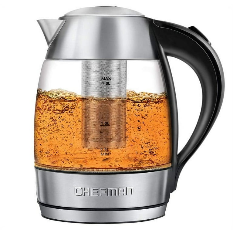 Insignia™ 1.7 L Electric Glass Kettle with Tea Infuser Clear/Stainless