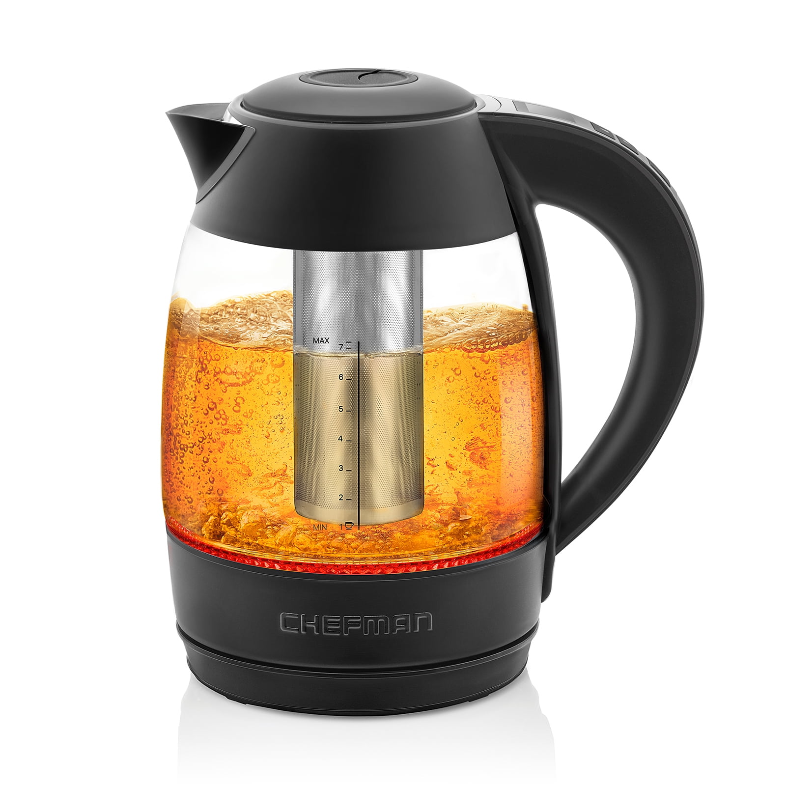  Chefman Electric Kettle with Temperature Control, 5 Presets LED  Indicator Lights, Removable Tea Infuser, Glass Tea Kettle & Hot Water Boiler,  360° Swivel Base, BPA Free, Stainless Steel, 1.8 Liters: Home