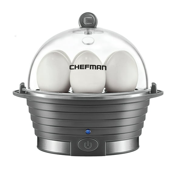 Chefman Electric Rapid Egg Cooker, Holds 6 Eggs, Poaching & Omelet Tray - Grey, New