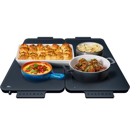 Chefman Everything Warmer Modular Expanding Warming Tray, Two 10” x 16” Trays - Midnight