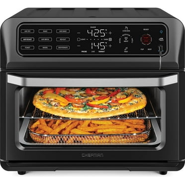 Chefman 12-in-1 Air Fryer Oven Combo w/ Probe Thermometer, 20 Qt Capacity - Black Stainless Steel, New