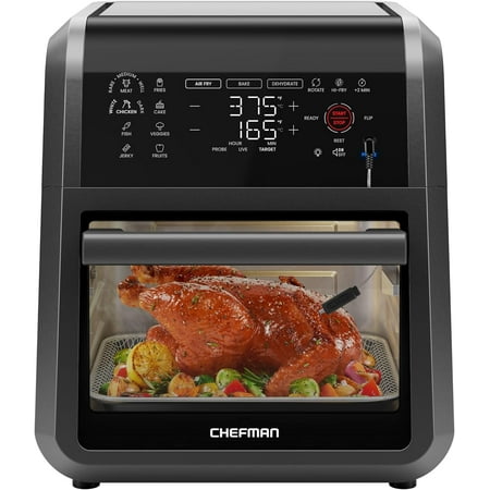 Chefman - ExacTemp 12 Quart 5-in-1 Air Fryer with Integrated Smart Thermometer, 28 Presets - Black