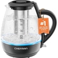 thumbnail image 1 of Chefman Fast Boil 1.7L Electric Glass Kettle w/ Tea Infuser, Removable Lid - Black, 1 of 11