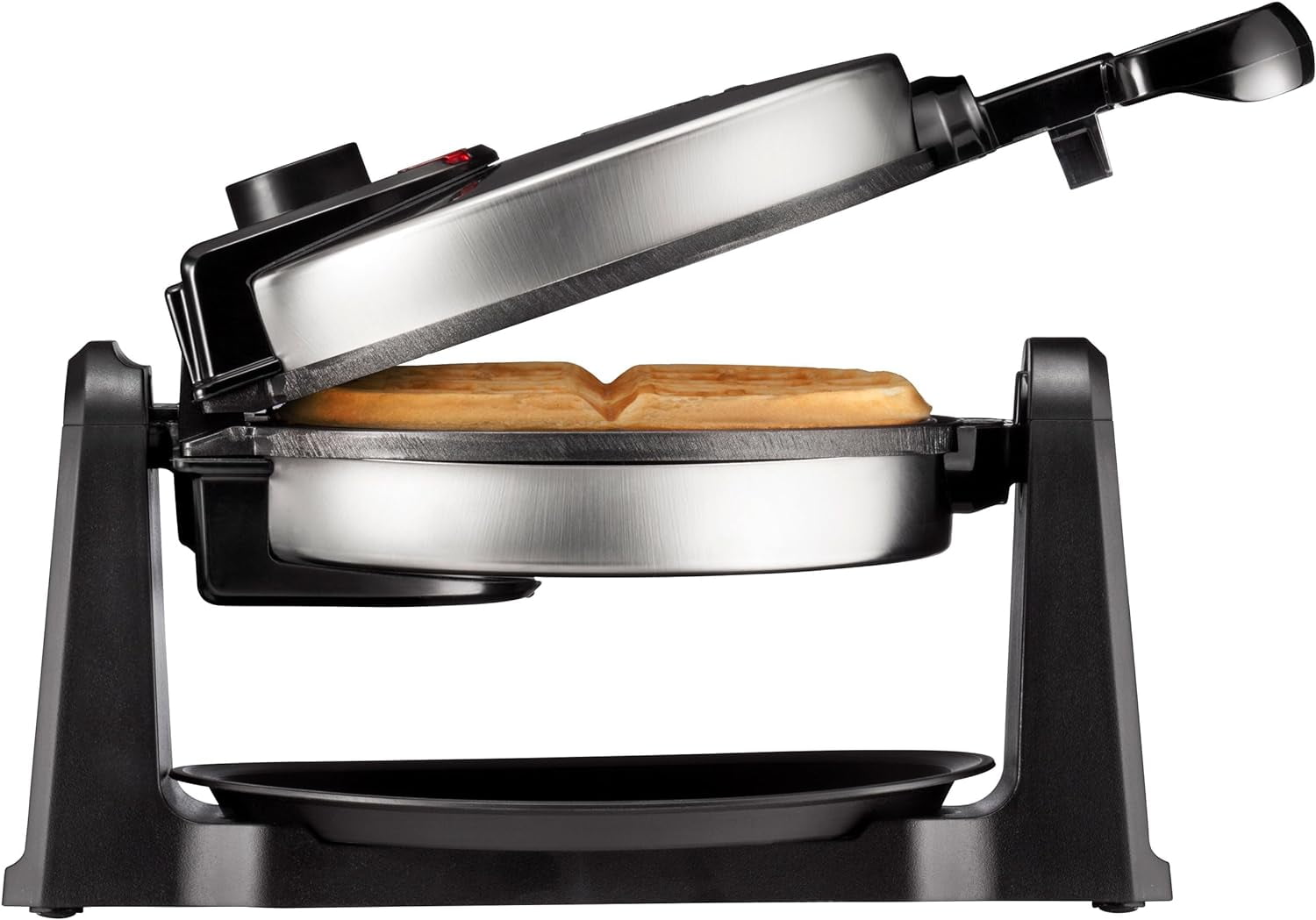 Stainless Steel Rotating Belgian Waffle Maker with Adjustable Timer