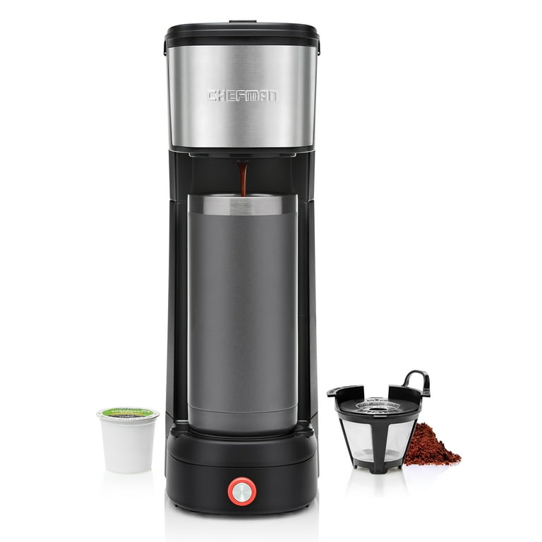 Chefman InstaCoffee Single Serve Coffee Maker w Reusable Filter K Cup Compatible Black New Walmart