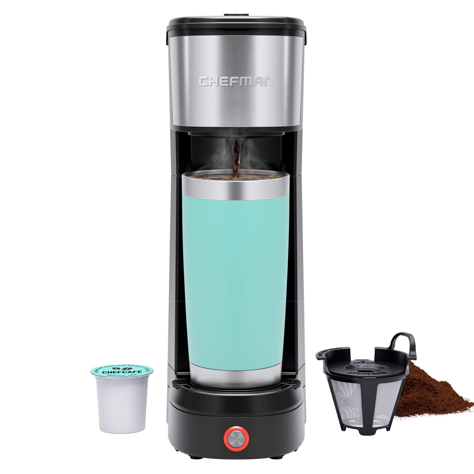 Chefman Black Single Serve Coffee Maker with Permanent Filter