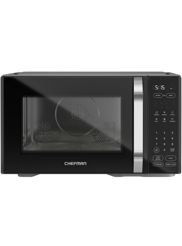 Chefman Microcrisp 1.1 cu. ft. Countertop Microwave Oven + Crisper, 1800 Watts - Black, New