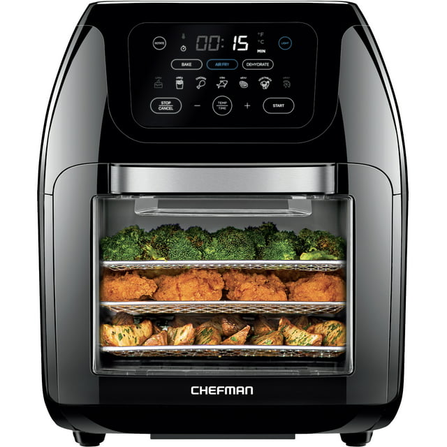 Chefman Multifunctional Digital 10 Qt. Air Fryer+ Rotisserie, Fry, Roast & Bake, 17 Presets - Black, New