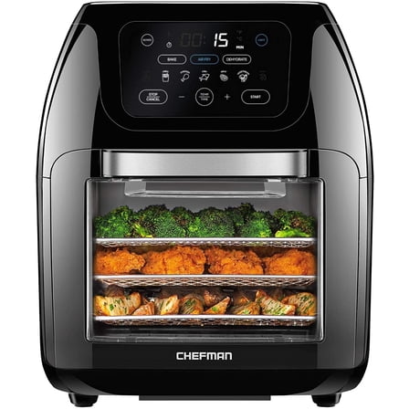 Chefman Multifunctional Digital 10 Qt. Air Fryer+ Rotisserie, Fry, Roast & Bake, 17 Presets - Black