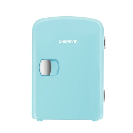 Chefman 4L Portable Mini Fridge with Warming Function, Blue