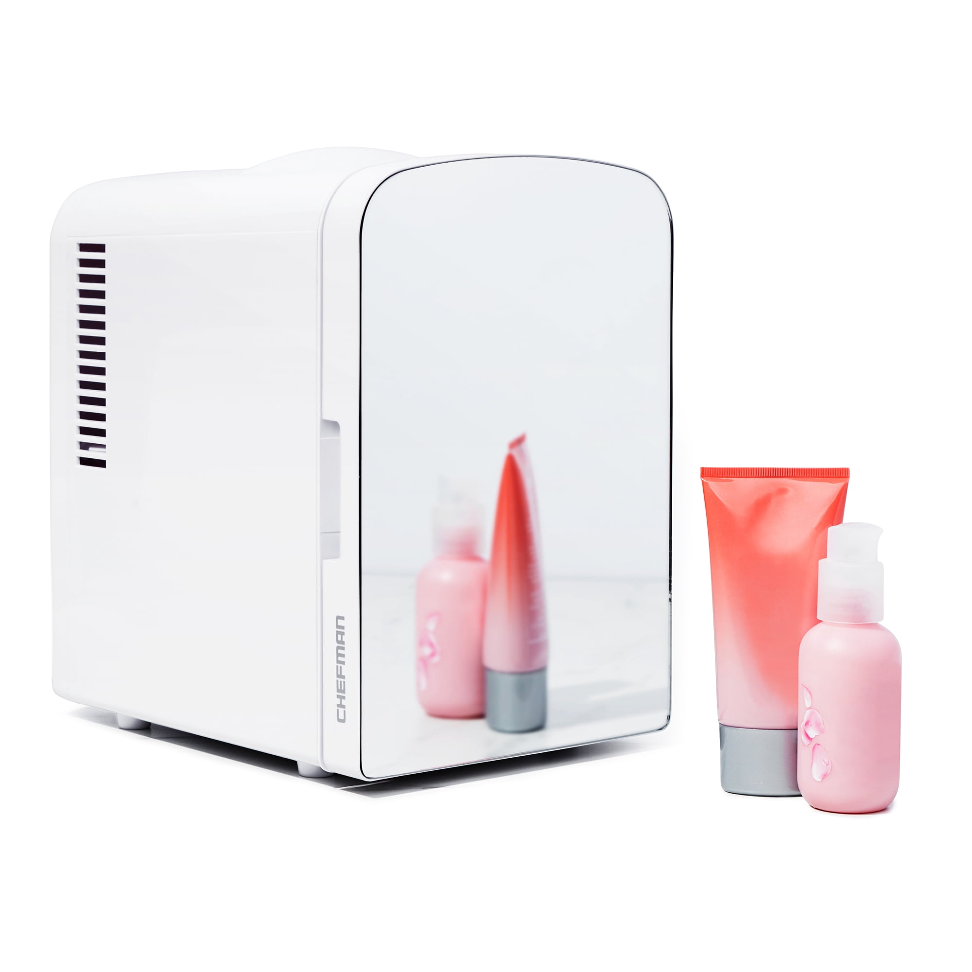 ICEMAN Portable Mirrored 4L Mini Fridge w/ Heating and Cooling - White