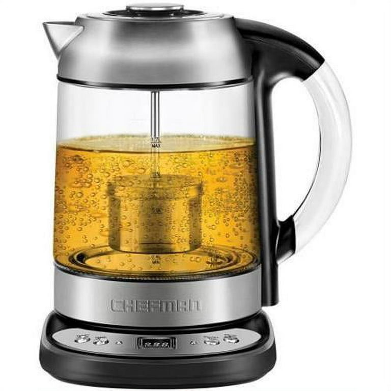 Chefman 1.7 Liter Glass Precision Control Electric Kettle + Tea