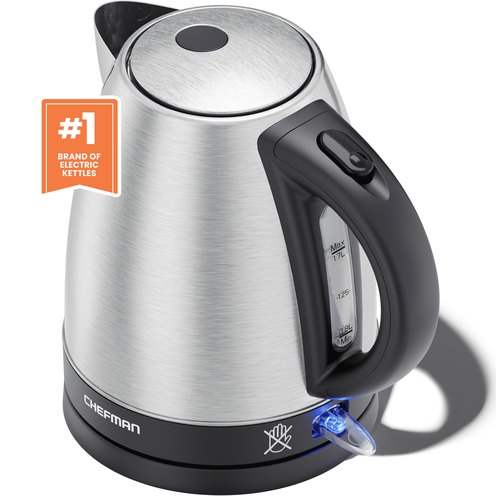 Chefman 1.7L Stainless Steel Electric Kettle with Auto Shut-Off
