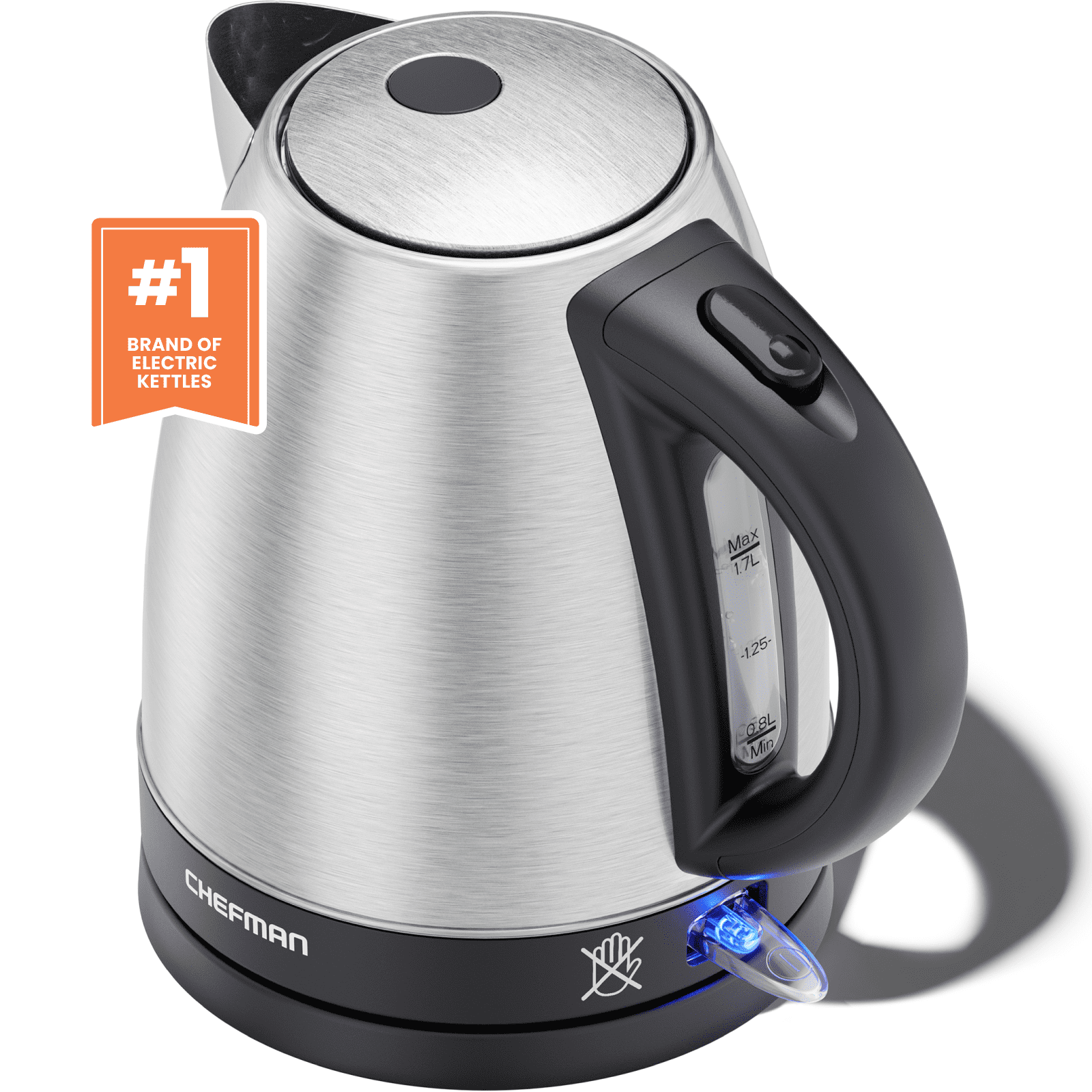 Chefman 1.7L Stainless Steel Electric Kettle with Auto Shut-Off