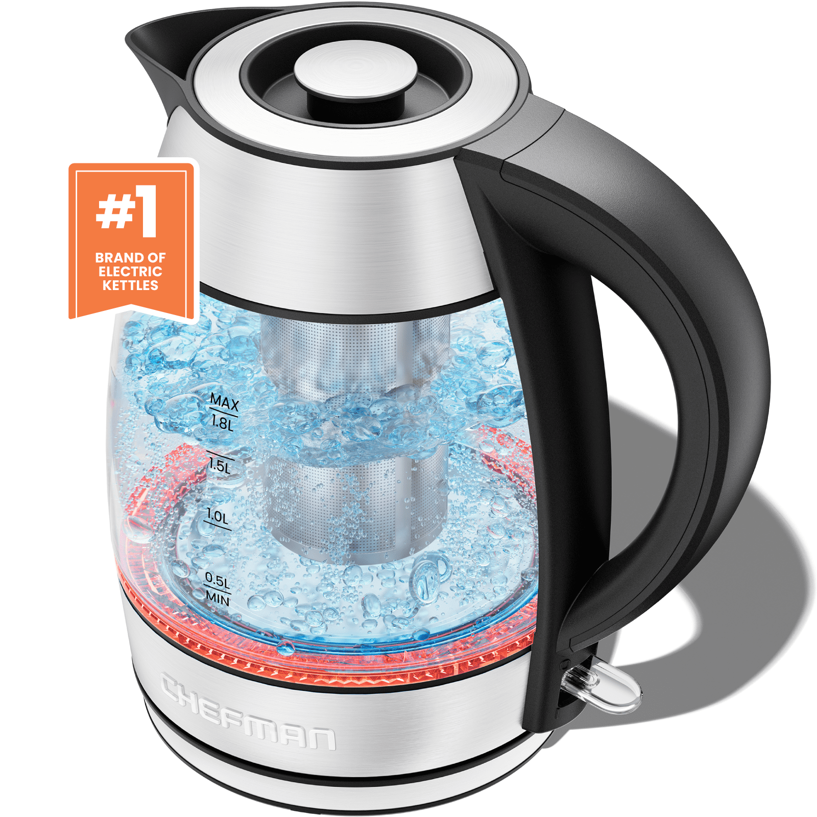 Chefman RapidBoil 1.8L Electric Tea Kettle w/ Keep Warm and Tea