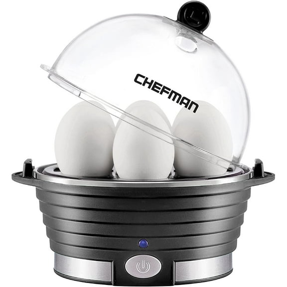 Chefman Rapid Egg Cooker, 6 Egg Capacity w/ Removable Poaching/Omelette Tray - Black, New