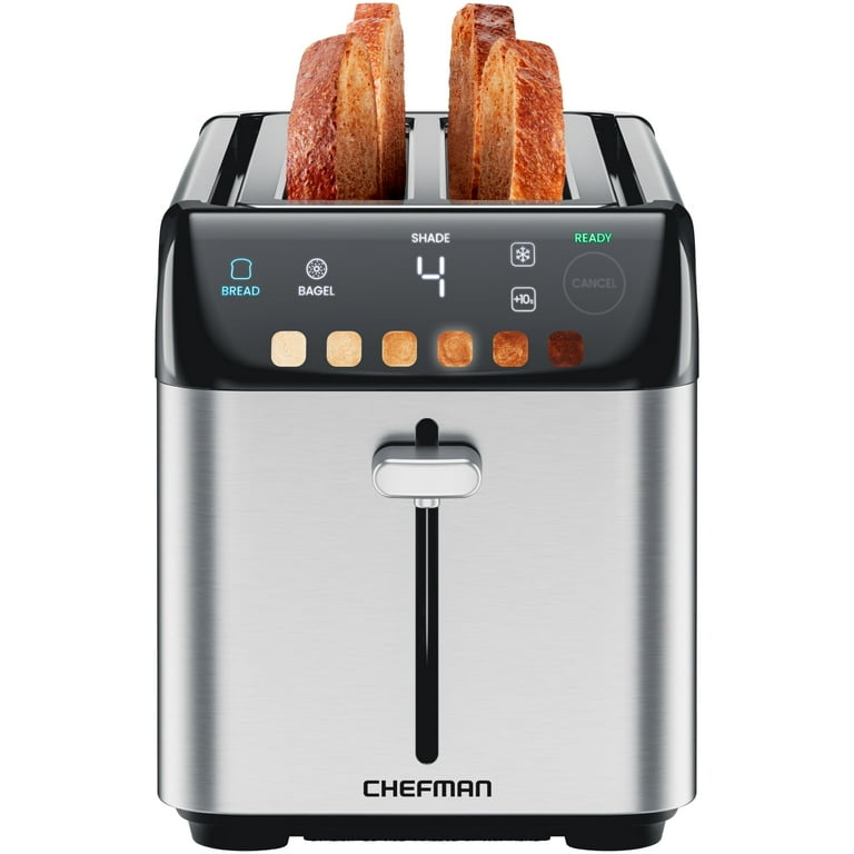 Chefman Smart Touch Electric 4 Slice Digital Toasting Machine 6 Shade Settings Bagel Mode Stainless Steel New Walmart