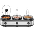 thumbnail image 1 of Chefman Triple Slow Cooker & Buffet Server, Three 2.5-Quart Inserts – Stainless Steel, 1 of 7