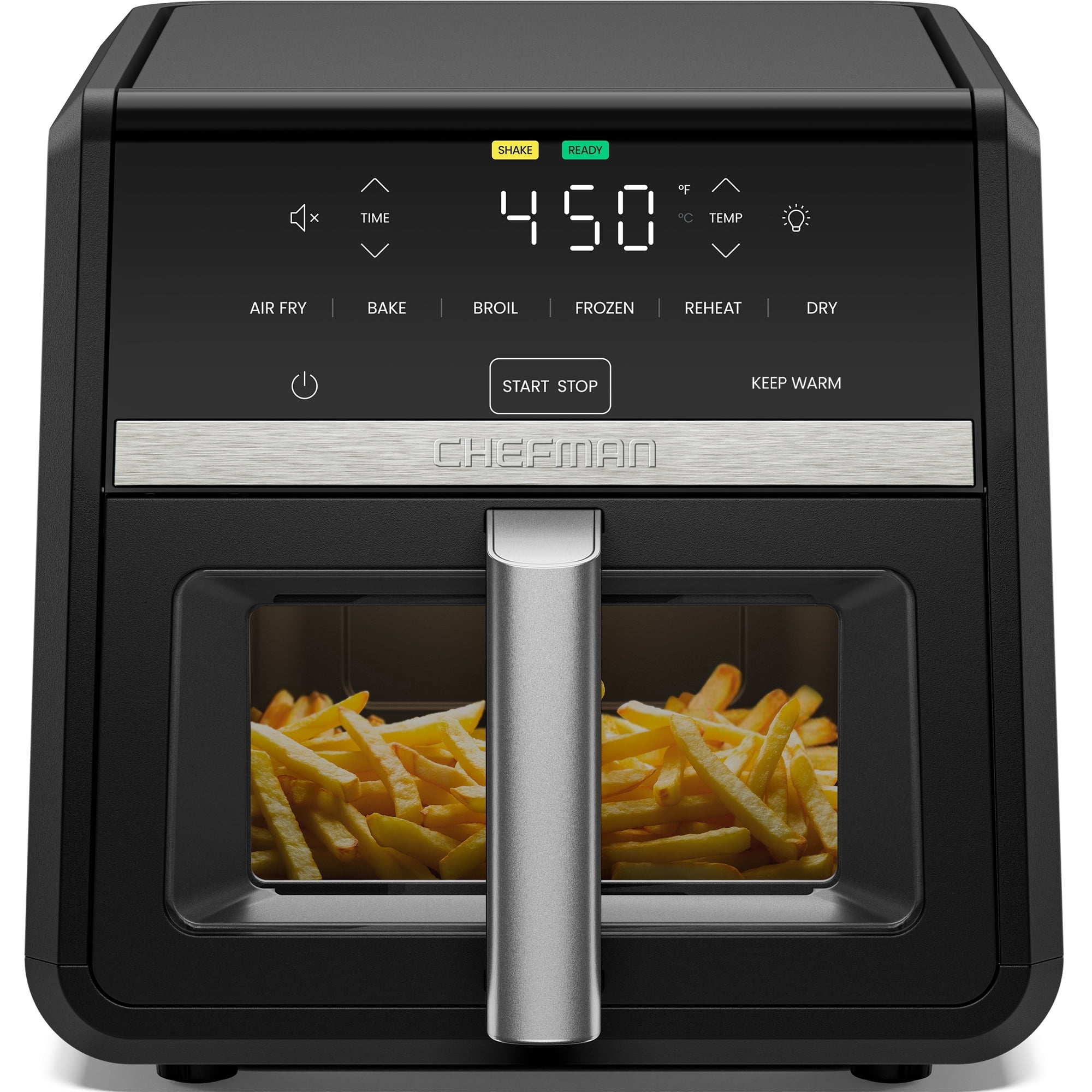 Chefman TurboFry 7-in-1 Air Fryer, Powerful DC Motor Heats to 450°F, 9-Quart Nonstick Basket - Black
