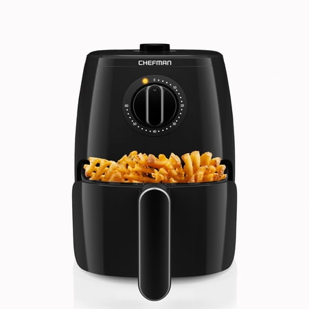 Chefman Turbo Fry Air Fryer with Adjustable Temp Control, 2 Qt Capacity - Black, New