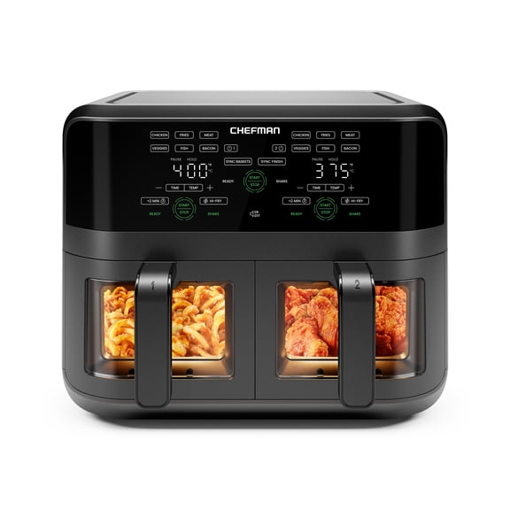 Chefman TurboFry Digital Air Fryer w/ Dual 4.5 Qt. Windowed Baskets - Black