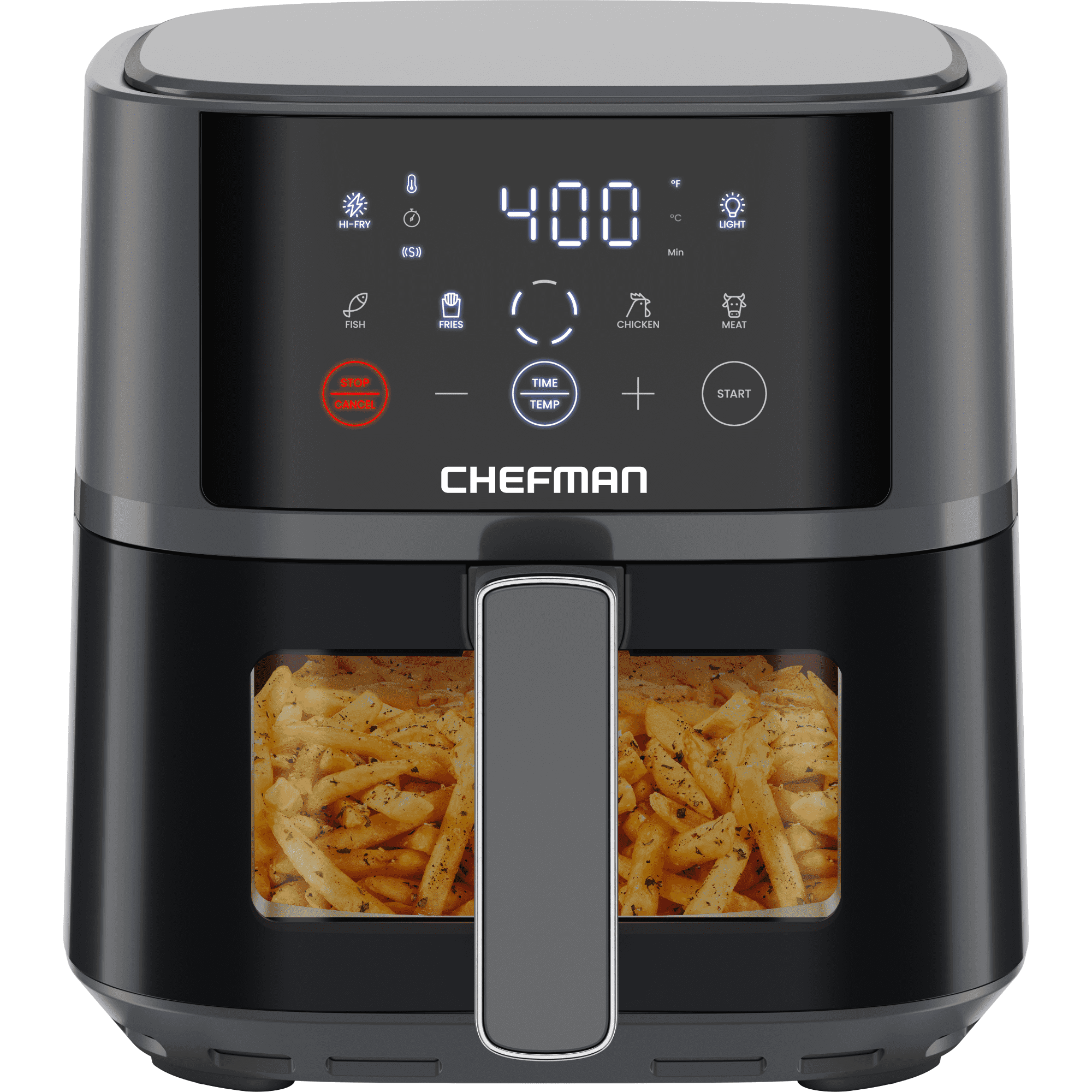 Chefman TurboFry® Touch 4-Qt Easy-View Air Fryer w 4 Cooking Presets and 450°F Hi-Fry Button - Gray