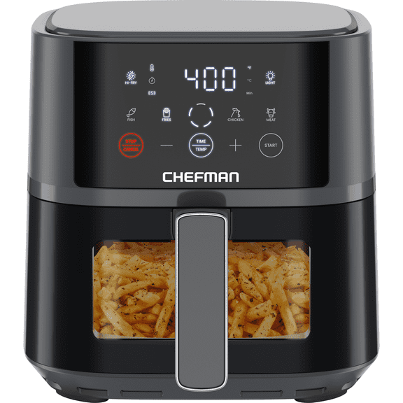 Chefman TurboFry® Touch 4-Qt Easy-View Air Fryer w/ 4 Cooking Presets and 450°F Hi-Fry Button - Gray