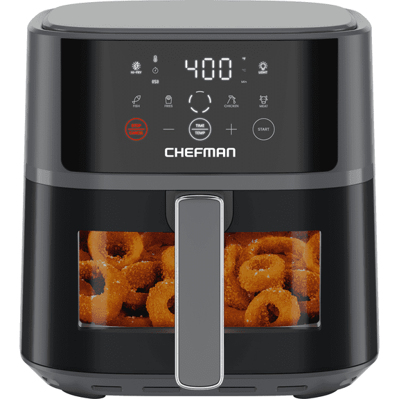 Chefman TurboFry® Touch 6-Qt Easy-View Air Fryer w/ 4 Cooking Presets and 450°F Hi-Fry Button - Gray