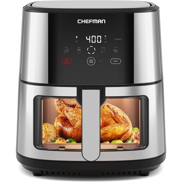 Chefman Turbofry Air Fryer w/ Digital Controls, 8 Qt Capacity, Windowed Basket - Stainless Steel, New