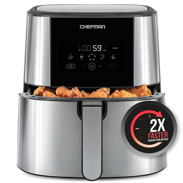 Chefman Turbofry Air Fryer w/ Digital Controls, 8 Qt Capacity Black, New