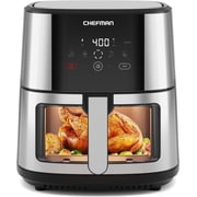 Chefman Turbofry Air Fryer w/ Digital Controls, 8 Qt Capacity, Windowed Basket - Stainless Steel