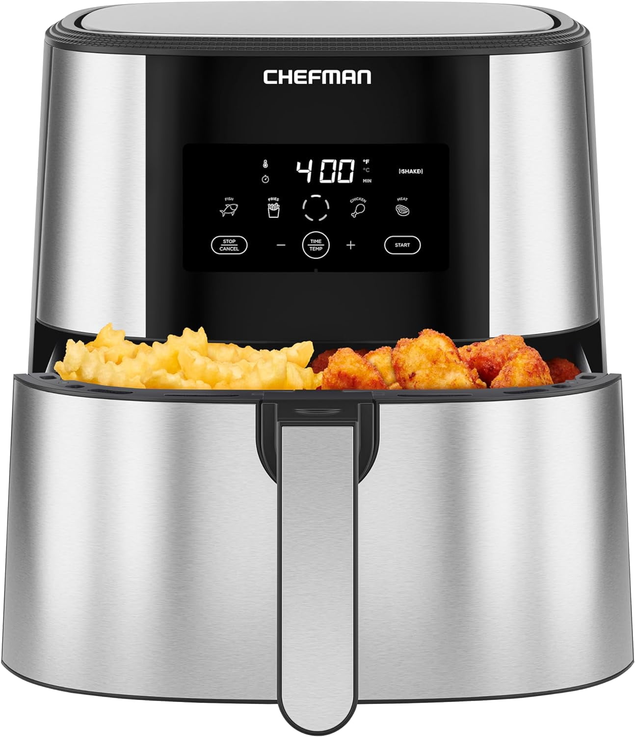 Chefman Freidora Electrica Sin Aceite Turbo Fry, Acero Inoxidable