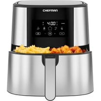 Chefman Turbofry Air Fryer with Basket Divider, 8 Qt Capacity - Stainless Steel, New