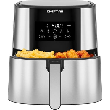 Chefman Turbofry Air Fryer with Basket Divider, 8 Qt Capacity - Stainless Steel, New