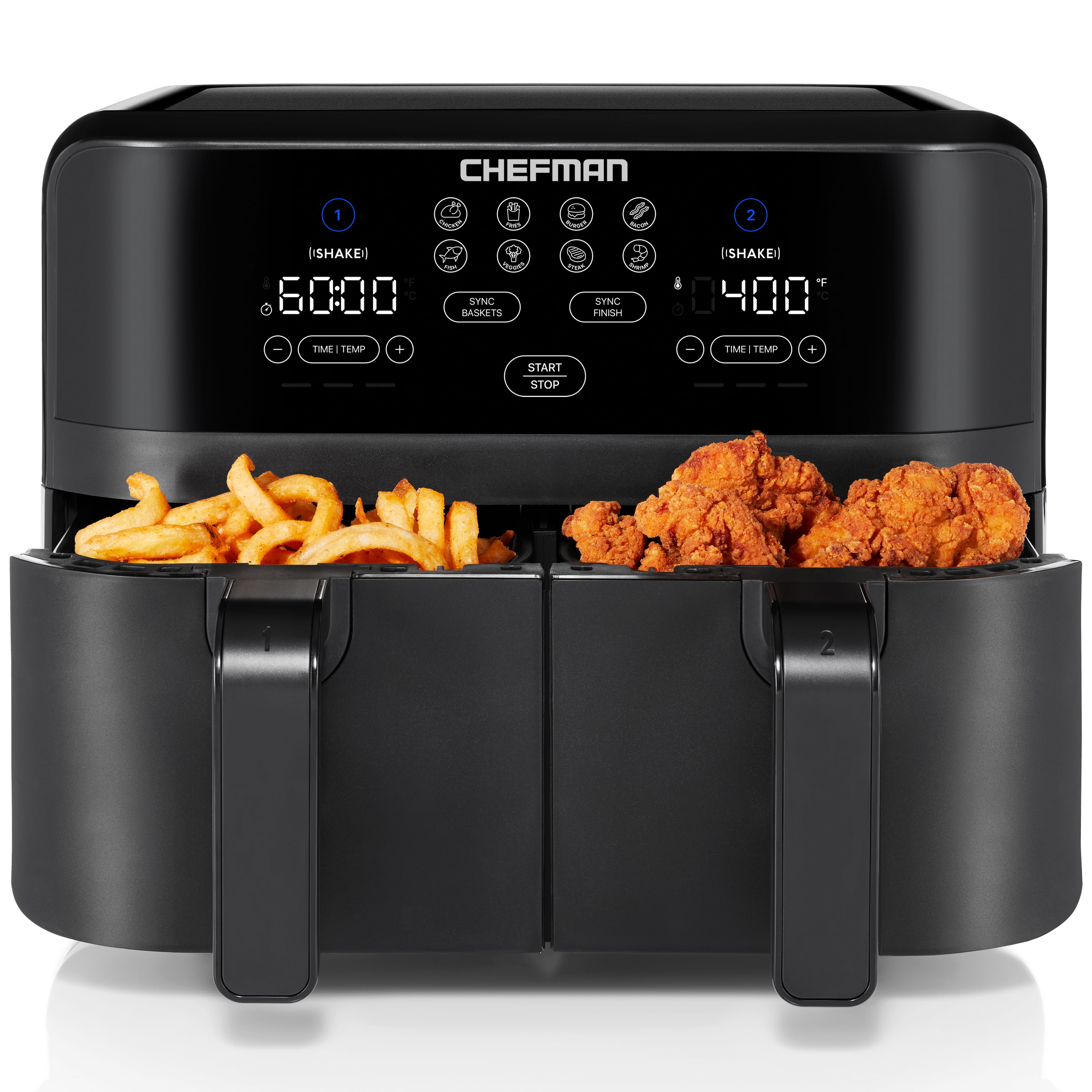 Air Fryer Vortex Rapid Healthy Cooker Digital Display 9L Dual Basket Kitchen