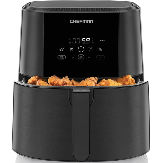 Chefman Turbofry Touch Family Size Air Fryer, 8 Quart, Black