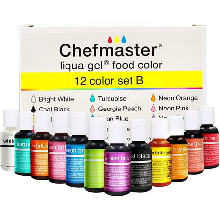 Chefmaster Liqua-Gel 12 Color Cake Food Coloring - Set B