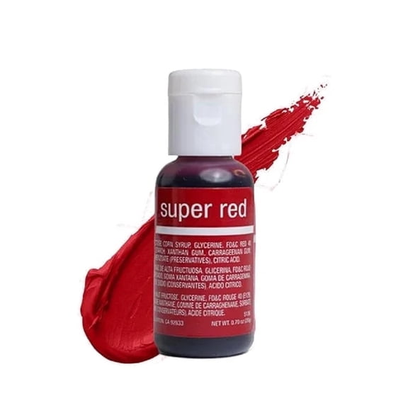 Chefmaster Super Red Liqua-Gel Food Coloring - Vibrant Color - Professional-Grade Dye for Icing, Frosting, Fondant - Baking & Decorating - Fade-Resistant - Easy-to-Use - Made in USA - 0.70 oz