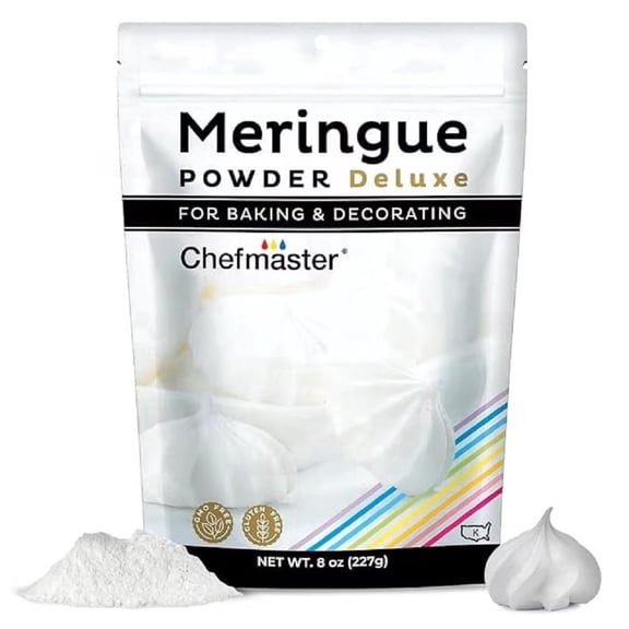Chefmaster Meringue Powder Deluxe, Professional-Grade Egg White Substitute for Meringue Cookies, Pie Filling, Royal Icing, Non-GMO, Easy-to-Use, - 8 oz
