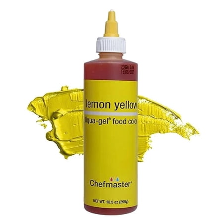 Chefmaster Lemon Yellow Liqua-Gel Food Coloring - Vibrant Color - Professional-Grade Dye for Icing, Frosting, Fondant - Baking & Decorating - Fade-Resistant - Easy-to-Use - 10.5 oz