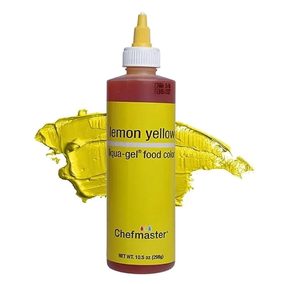 Chefmaster Lemon Yellow Liqua-Gel Food Coloring - Vibrant Color - Professional-Grade Dye for Icing, Frosting, Fondant - Baking & Decorating - Fade-Resistant - Easy-to-Use -  10.5 oz