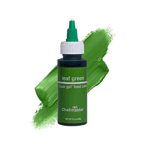 Chefmaster Leaf Green Liqua-Gel Food Coloring - Vibrant Color - Professional-Grade Dye for Icing, Frosting, Fondant - Baking & Decorating - Fade-Resistant - Easy-to-Use - 2.3 oz