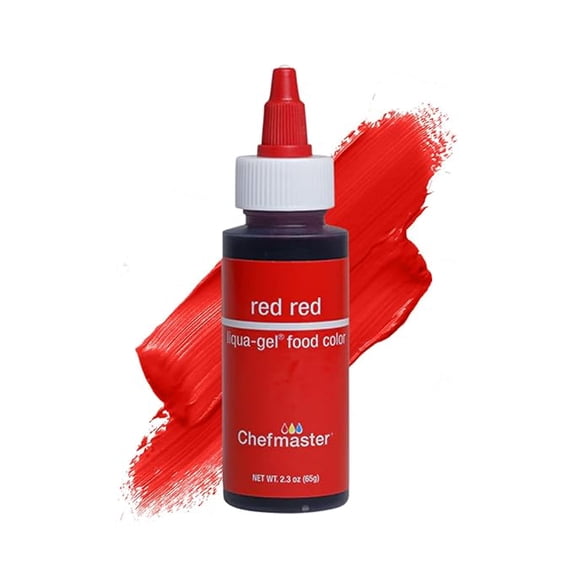 Chefmaster Red Red Liqua-Gel Food Coloring - Vibrant Color - Professional-Grade Dye for Icing, Frosting, Fondant - Baking & Decorating - Fade-Resistant - Easy-to-Use - Made in USA - 2.3 oz