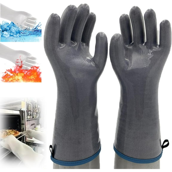 Chefologist Liquid Silicone Oven Gloves, Heat Resistant Oven Gloves with Fingers Waterproof High Temperature Resistant Mitts Oil-Proof Dust-Proof for Cooking Baking Grilling (Gray,M)