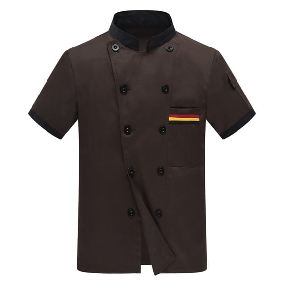 Chefs Coat Unisex Short Sleeve Classical Chefs Jackets Hotel Kitchen Restaurant Work Uniform with Double Breasted