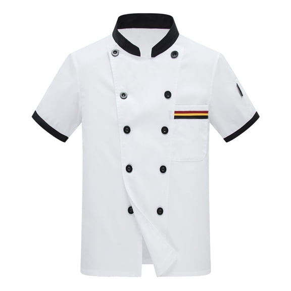 Chefs Coat Unisex Short Sleeve Classical Chefs Jackets Hotel Kitchen Restaurant Work Uniform with Double Breasted