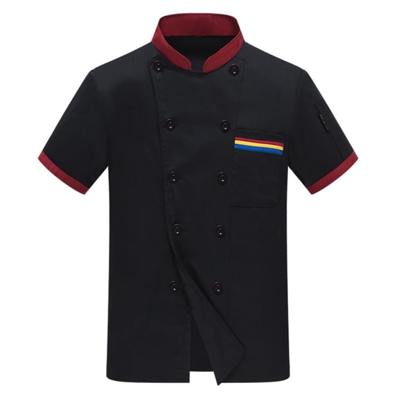 Chefs Coat Unisex Short Sleeve Classical Chefs Jackets Hotel Kitchen Restaurant Work Uniform with Double Breasted