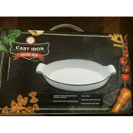 Chefs Counter 1 Quart Cast Iron Baking Dish White Interior/Exterior Enamel Coat | eBay