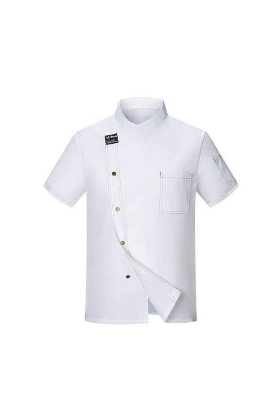 Chefs Jacket Unisex Chefs Clothing Hotel With Long Sleeves And Contrasting Red Buttons Chefs Jacket For Men And Women